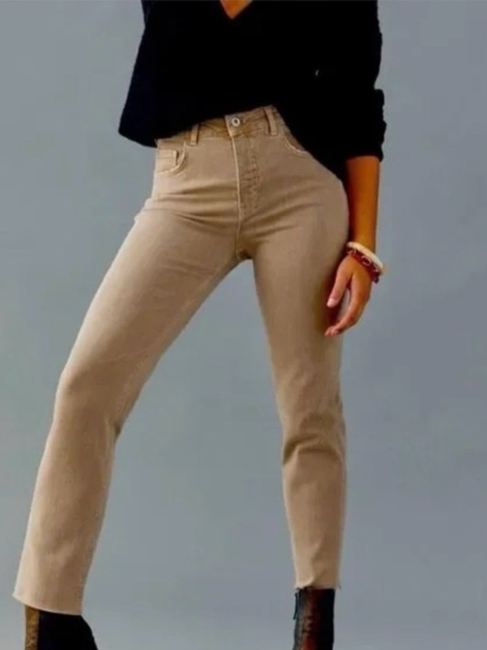 Anthropologie Straight Leg Jeans in Light Beige